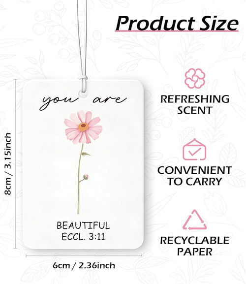 10PCS Christian Car Air Fresheners – Inspirational Floral Bible Verse Christian Car Accessories for Women – Car Mirror Hanging Accessories, Christian Gifts, Religious Gifts for Women