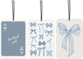 Blue Bows Coquette Car Air Freshener, Blue Cute Car Interior Accessories Hanging 3Pcs, Luckiest Girl Preppy Retro Rear View Mirror Decor, Girly Preppy Car Decor for Women Girls(Lavender)