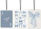 Blue Bows Coquette Car Air Freshener, Blue Cute Car Interior Accessories Hanging 3Pcs, Luckiest Girl Preppy Retro Rear View Mirror Decor, Girly Preppy Car Decor for Women Girls(Lavender)