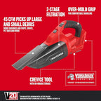 CRAFTSMAN V20 Cordless Hand Vacuum, 45 CFM, 2 Stage Filtration System with Filter, Bare Tool Only (CMCVH001B)