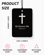 Black Christian Car Air Freshener 4 Pcs Coconut Scented, God Cross Crown Religious Faith Car Accessories Mirror Decor for Women, Christian Hanging Air Freshener for Cars Closet Drawer Books