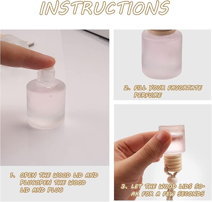 12 Pcs Car Hanging Air Freshener Perfume Bottle Empty Glass Bottle Pendant Aromatherapy Essential Oil Diffuser Bottle Car Hanging Ornaments Decor