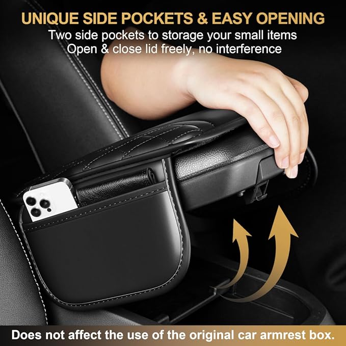 Center Console Cover Fit for Corolla Scratch & Wear Resistant Waterproof Middle Console Cover with 2 Storage Bags(Black)