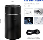 Sun Walker Smart Car Fragrance Diffuser, 80ml USB-Powered Ultrasonic Mist Humidifier Air Freshener with Lights, Portable Essential Oil Diffuser Aromatherapy Humidifier for Car Office Bedroom