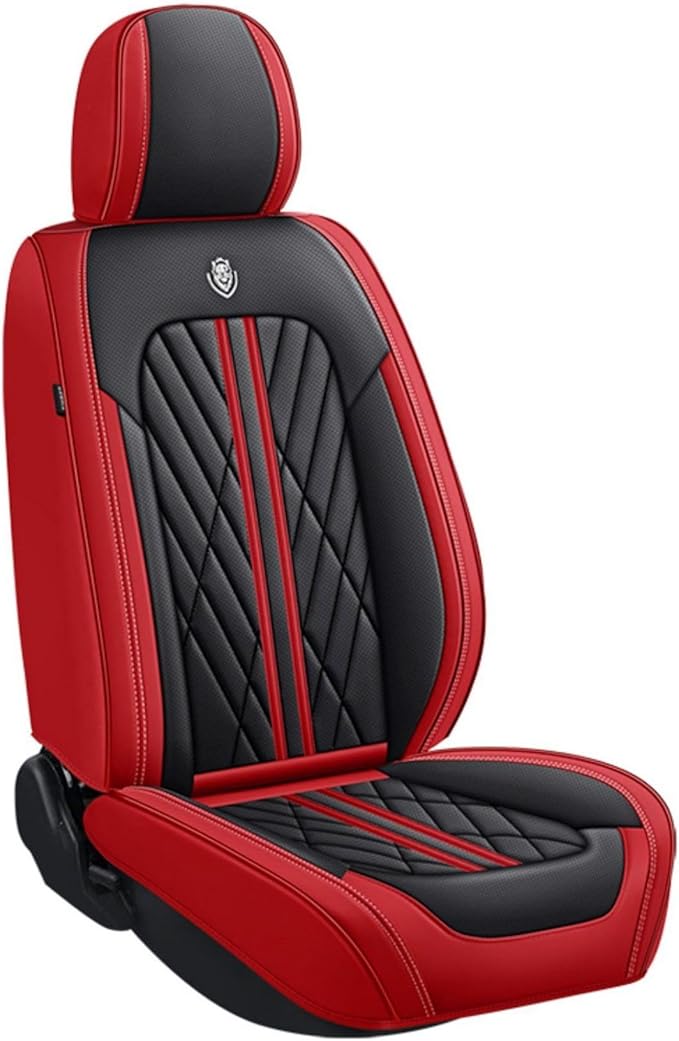 Premium Nappa Leatherette Car Seat Cover Set Custom Fit for Honda CR-V CRV 2000-2023 2024 2025 2026 Water-Proof Breathable Faux Leather Seat Cushion Protectors (Front 2 Seats,Black Red)