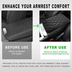 Car Center Console Cushion Pad, 12.48×7.40 Inches Waterproof Car Armrest Seat Box Cover, Comfortable PU Leather Vehicle Armrest Cover Protector, Car Decor Interior Accessories (Black)