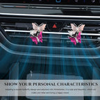 2PCS Car Air Vent Clips, Dual Butterfly Diamond Car Air Conditioner Outlet Vent Clip, Cute Car Diffuser Perfume Clip, Car Air Freshener Decor Accessories for Women Girl (Dark Pink, Style 1)