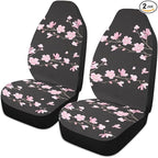 Cherry Blossom Car Seat Covers Set of 2,Japanese Pink Flowers Print Tree Branches with Falling Petals Universal Auto Front Seat Protector for Women Cute Car Accessories Fit for Car SUV Truck