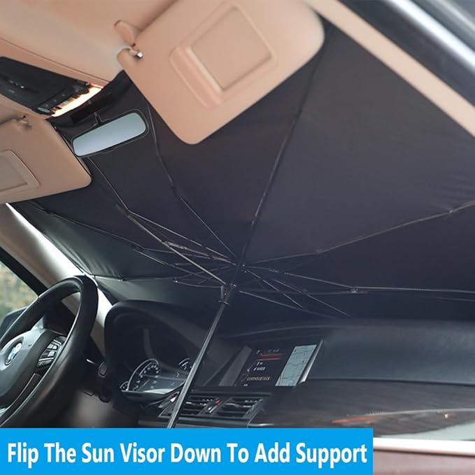 Windshield Sun Shade 2025 Car Accessories 100% Blackout Car Front Windsow Shades Umbrella Automotive Sun Visor Block Heat Insulation Protection (Gry Eyes)