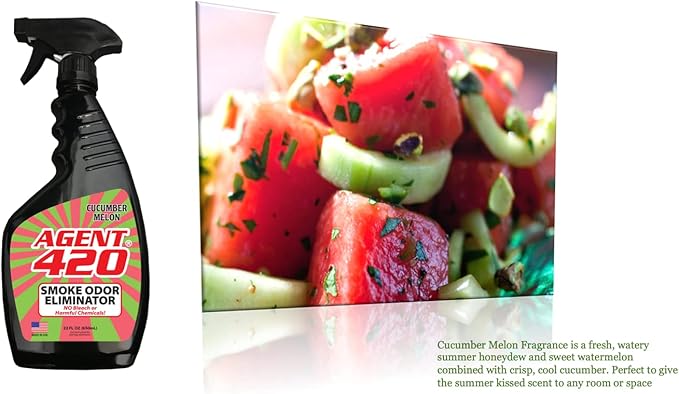 Agent 420 Odor Eliminator Trigger Spray, Cucumber Watermelon, 22 oz — Tea Tree Oil Breaks Down Smoke at the Molecular Level