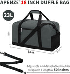 Small Gym Bag 18 inch Carry On Duffel Bag for Weekender Travel - Dark Grey