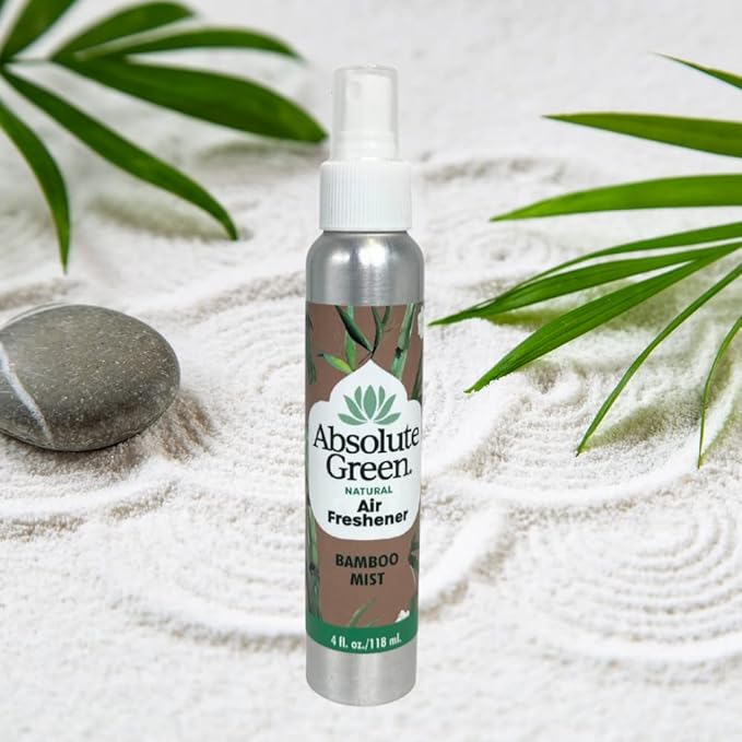 Absolute Green Air Freshener Room Spray, Non-Toxic, Cover Odors, Safe around Kids + Pets, Natural Bamboo Mist Scent 4oz (2 Pack)