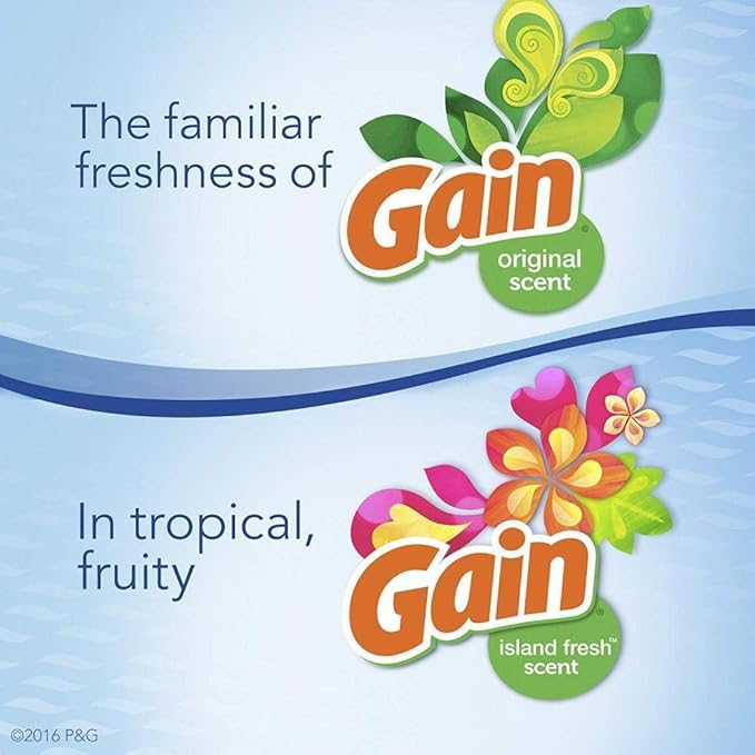 Febreze Car Air Freshener, 2 Gain Original and 2 Gain Island Fresh Scents, Odor Eliminator for Strong Odors (4 Count)