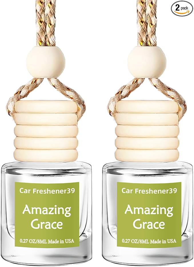 Hanging Car Air Freshener, Long Lasting Essential Oil Diffuser, Non-Toxic New Car Scent, Cute Car Fresheners for Women, 2 Pack Made in USA