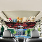 Car Roof Storage Bag Rose Skeleton Print Car Roof Seat Organizer Multi-Purpose Car Bag Storage Box Organizer Pouch Pocket One Size Car Travel Accessories Suitable for Cars, SUVs