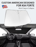 Proadsy 2026 Upgrade Windshield Sun Shade Custom Fit 2014-2018 Kia Forte Foldable Front Sunshade Protector Sun Visor Blocks UV Rays Keep Car Cooler