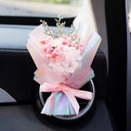 Pink Mini Dried Flowers Bouquet for Car Air Vent Clips, Car Air Outlet Perfume Decoration, Car Air Fresheners Interior Decoration Accessories