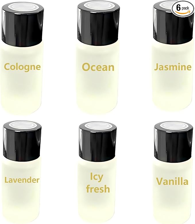Car Air Freshener Refills – Set of 6 (10 ml each), Universal Fit for Air Vent Smart Car Fresheners, Refreshing and Pleasant Scent (Cologne+Ocean+Jasmine+Lavender+Vanilla+Icy fresh)