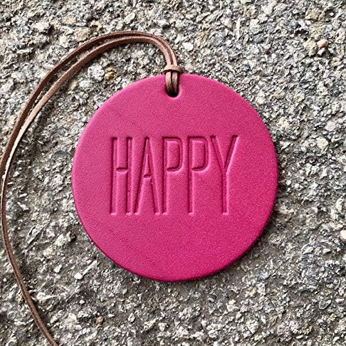 Air Flair | Leather Car Air Freshener | Happy (Fuchsia, Warm Sugar Scent)