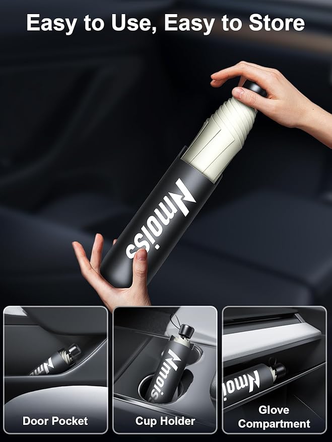 Upgraded Nmoiss Windshield Sun Shade Umbrella [Ice Rib] High Speed Cooling 99% UV Blocking Protects Car from Sun and Heat Damage, Keeps Cool and Protects Interior Large (61" L x 35" W)