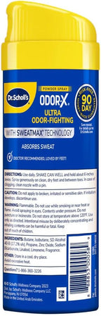 Dr. Scholl’s Odor-X ODOR-FIGHTING Spray-Powder // All-Day Odor Protection and Sweat Absorption - Packaging May Vary