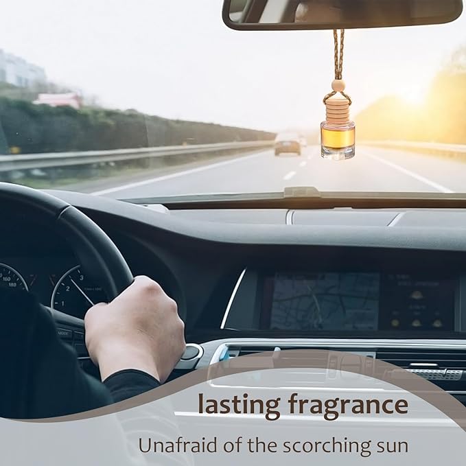 Hanging Car Air Freshener Diffuser, 100Pcs 8ml Empty Glass Essential Pendant Bottles, Automotive Oil Aromatherapy Fragrance Perfume Containers