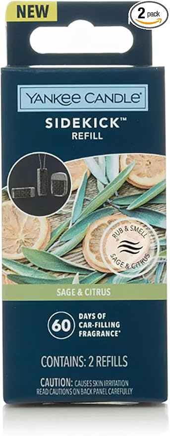 Yankee Candle Sidekick Car Air Freshener Refill (Sage & Citrus, 2 Pack)