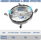 janz 24" Pressure Washer Surface Cleaner with 4 Wheels,Dual Handle,Stainless Steel Housing, 2 Hose Adapters and 4 Replacement Nozzles, Ideal for Cleaning Driveways, Sidewalks,Patios,Decks
