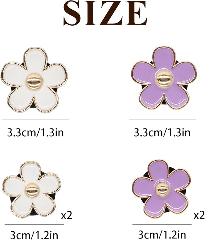 6pcs Flowers Car Air Freshener Vent Clips Purple White Daisy Air Vent Clip Car Accessories for Women 3.3cm/3cm Flower Vehicle Interior Decor Refillable Diffuser