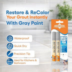 Gray Grout Paint Pen Tile Grout Colorant & Sealer Marker, Quick-Dry, Ideal for Bathroom, Shower, Kitchen Tiles Restores Grout Lines, 3 Adjustable Tips (2-3 mm) 2 Pack