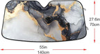 Black Marble White Gold Swirl Windshield Sunshade Car Sun Shade Front Window Shade for Truck SUV Blocks UV Rays Sun Reflector Visor Protector Accordion Folding