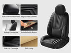 Car Seat Covers, Premium Leather Car Seat Covers, Waterproof and Breathable Seat Covers, Universal Car Seat Protector Fit for Cars, Trucks, SUVs, Pick-ups (Black, FullSet)
