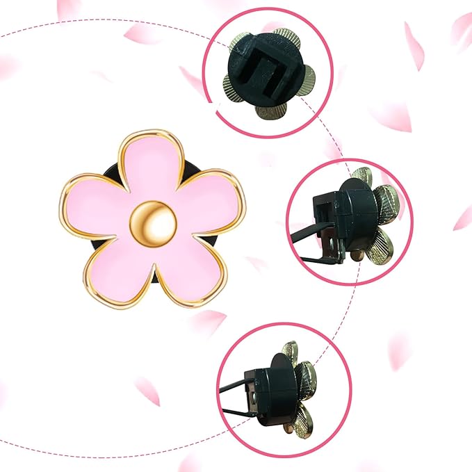 4PCS Daisy Flower Air Vent Clip Air Conditioning Outlet Clip Car Air Freshener Clip Car Interior Decor Charm Colorful Car Interior Accessories for Girls Women (Pink)