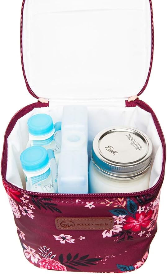 Cold Gold Breastmilk Cooler Bag with Safety Tested Ice Pack – Insulated Milk Storage for Work, Travel & Daycare – Fits Bottles & Parts – Durable, Washable, Safety-Tested Cooler for Moms (Berry Bloom)
