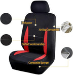 Flying Banner Car Seat Covers Full Set Front Seats and Rear Bench Polyester car seat Protectors Black Gray Purple airbag Compatible Rear Bench Split (Black Red)