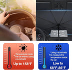 Car Windshield Sun Shade Umbrella, Foldable Automotive Sunshade Cover for Block UV Rays & Heat, Vehicle Interior Front Window Protector Accessories, Universal for Vehicles (Folding Handle)