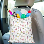Floral Car Trash Bag Car Garbage Bag Hanging Cars Trash Can Spring Decor Waterproof Cars Back Seat Organizer for Vehicle Travelling Swimming Camping