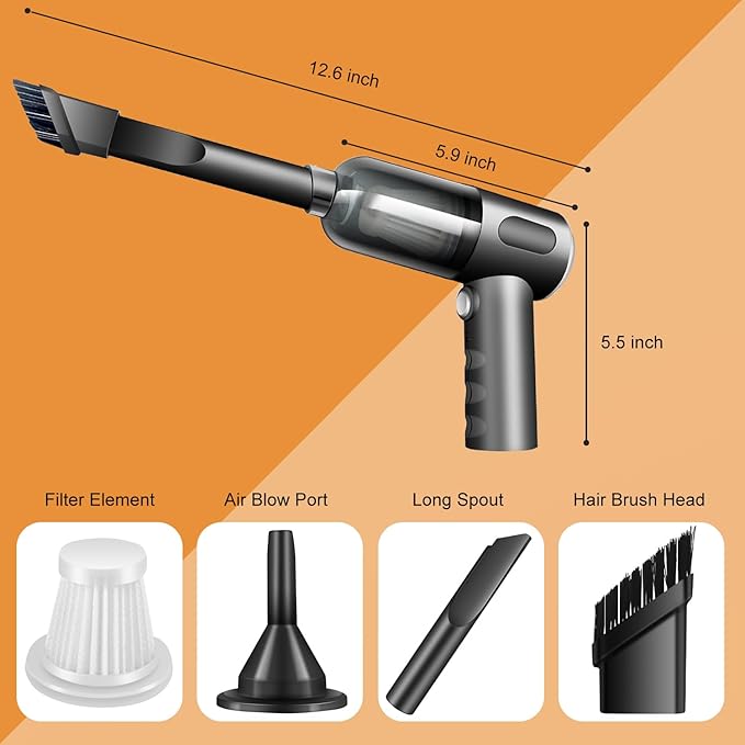 YUNYILAN Wireless Handheld Car Vacuum Cleaner High Power Rechargeable Household Mini Vacuum, Vacuum for Desk, Home and Office Dust Cleaning, Protable Vacuum Cleaner for Car