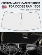 Proadsy 2026 Upgrade Windshield Sun Shade Custom Fit Dodge RAM 1500 2Dr 2019-2025 2026 4-Layer Foldable Front Sunshade Protector Sun Visor Blocks UV Rays Keep Car Cooler