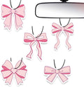 Pink Bow Car Air Fresheners,5-Pack Floral Scents Cute Car Accessories,Funny Hanging Ornament Decor for Rearview Mirror,Long-Lasting Fresh Gifts for Women,Girls,Coworkers,Teacher & Nurse