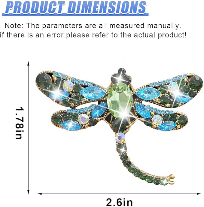 2PCS Bling Dragonfly Car Air Vent Clips, Crystal Rhinestone Car Air Conditioning Outlet Clip, Universal Cute Vehicle Interior Diffuser Decoration Accessories for Women(Green)