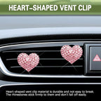 2PCS 2PCS Bling Heart Air Vent Clips, Heart Car Accessories, Bling Heart Charm Air Conditioning Outlet Clip, Car Interior Decor Air Fresheners Vent Clips Universal Fit for Women and Girls (Pink)
