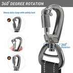 Hotsky Tactical Dog Leash Heavy Duty for Medium Large Dogs that Pull,4-6Ft Strong Bungee Shock Absorbing No Pull Dog Leash with Padded Double Handle and Car Seatbelt,Reflective Black