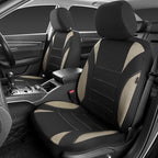 CAR PASS Neoprene EVA Waterproof car seat Covers Front Seats Only, Universal fit for SUV Vehicles Automotive with 5mm Composite EVA Inside,Airbag Compatible (Two Seats 6PCS, Black and Beige)