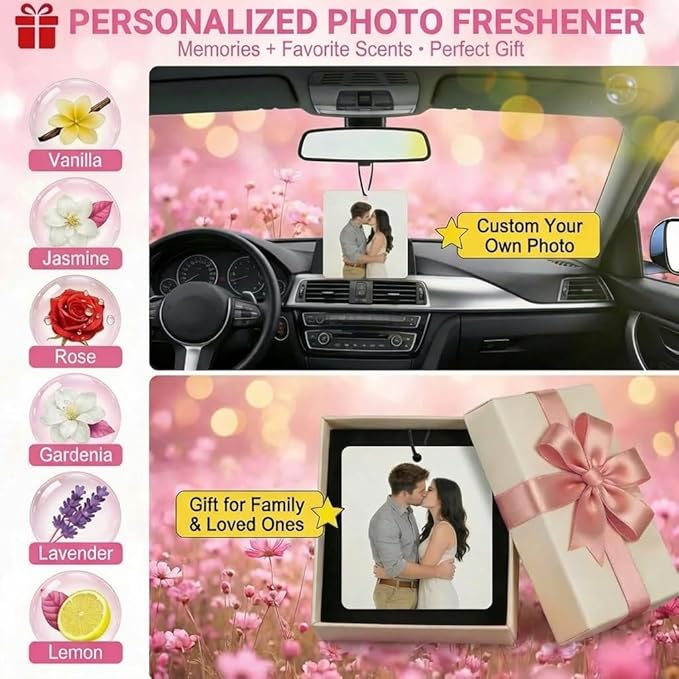 Custom Air Fresheners with Picture - Personalized Photo Air Freshener for Car,Home,Wardrobe,Bathroom,Customized Gifts for Man Boyfriend Husband Him Dad Woman(Square)