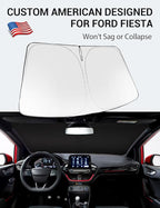 Proadsy 2026 Upgrade Windshield Sun Shade Custom Fit 2017-2019 Ford Fiesta Foldable Front Sunshade Protector Sun Visor Blocks UV Rays Keep Car Cooler