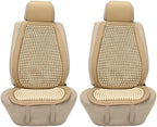 Blueshyhall Cooling Wooden Beaded Car Seat Cover Comfortable Massage Support Cushion for SUV Auto Office Home Seat Chair - Beige 2 Pcs