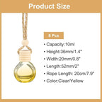 uxcell 8pcs Hanging Car Air Freshener Perfume Bottle, 10ml Pendant Empty Clear/Yellow Glass Essential Oil Aromatherapy Diffuser with Wooden Cap for Car Decor (Clear/Yellow, Round)