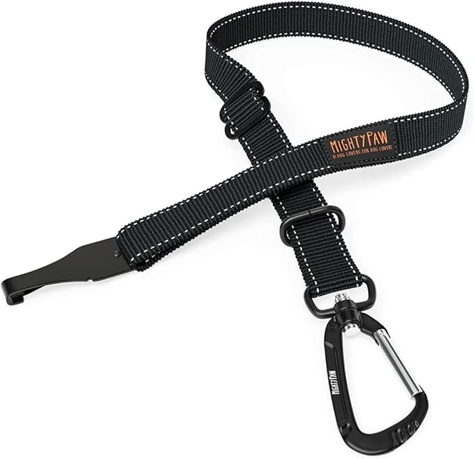 Mighty Paw Dog Seat Belt For Car - LATCH Compatible Adjustable Dog Seatbelt Harness for Small, Medium and Large Pets. Distraction Free Driving, Heavy-Duty Design with Aviation Grade Aluminum Carabiner