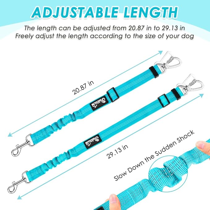 Lukovee Dog Seat Belt for Car, Adjustable Dog Car Harness for Large Medium Small Dogs, Soft Padded & Breathable Mesh Dog Seatbelt with Car Strap and Carabiner (Light Blue,XXS)